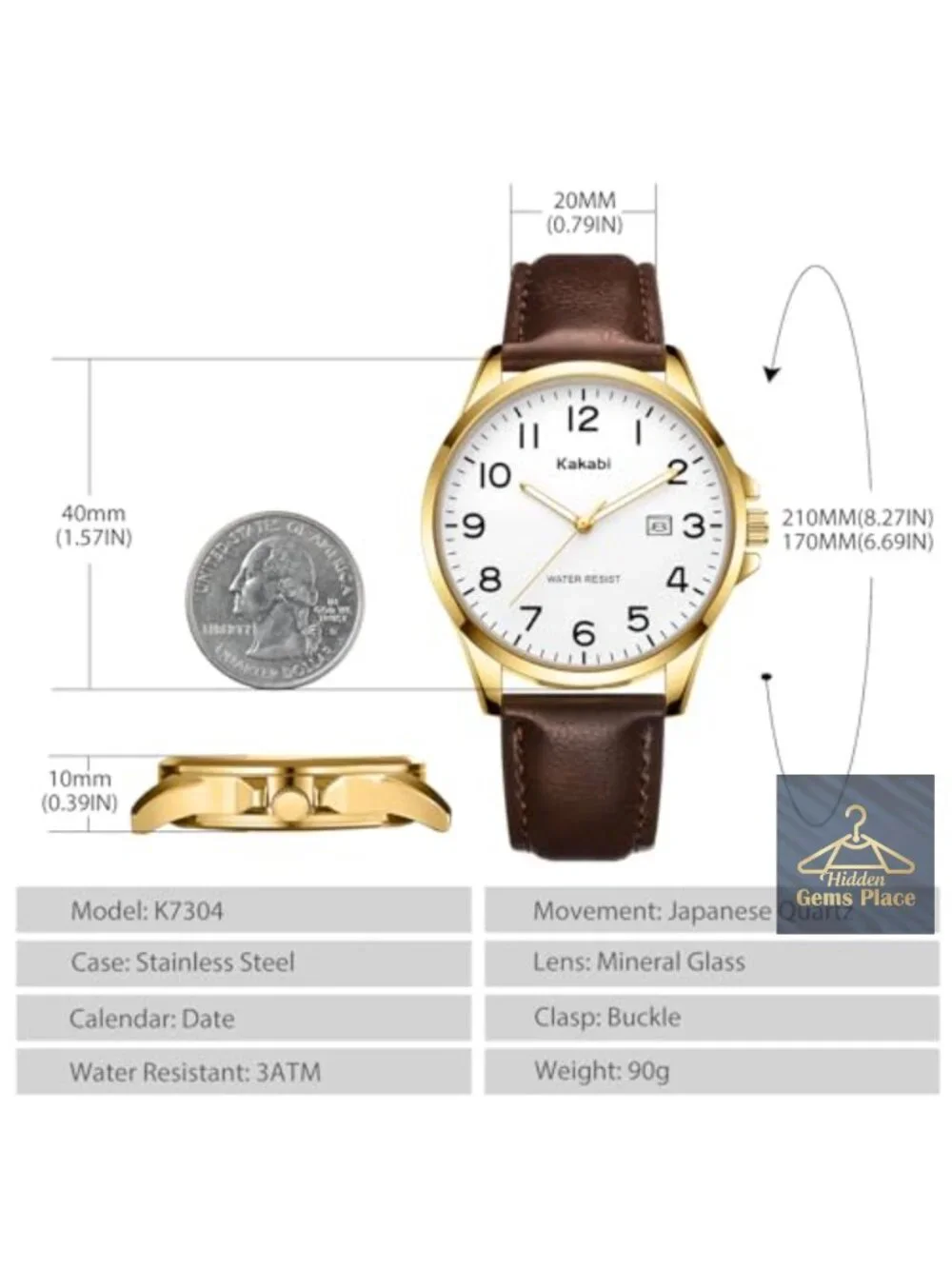 Men's Minimalist Watch 40mm Analog Quartz Faux Leather Strap Waterproof